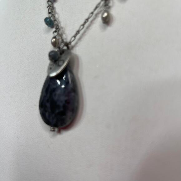 Chico's beaded pendant necklace signed costume jewelry silver tone oriental - Picture 5 of 15